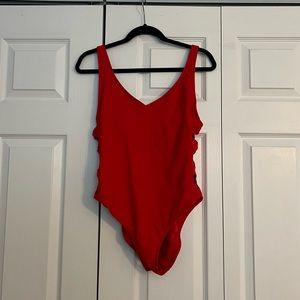 Red target swimsuit